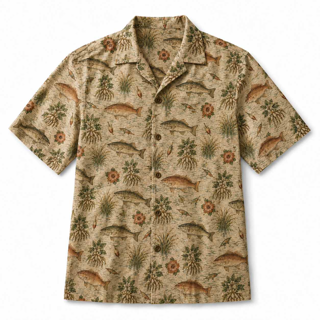 Vintage Bass Fishing Hawaiian Shirt – Freshwater Angler Camp Shirt for Men