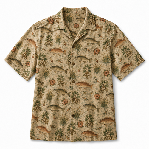 Vintage Bass Fishing Hawaiian Shirt – Freshwater Angler Camp Shirt for Men