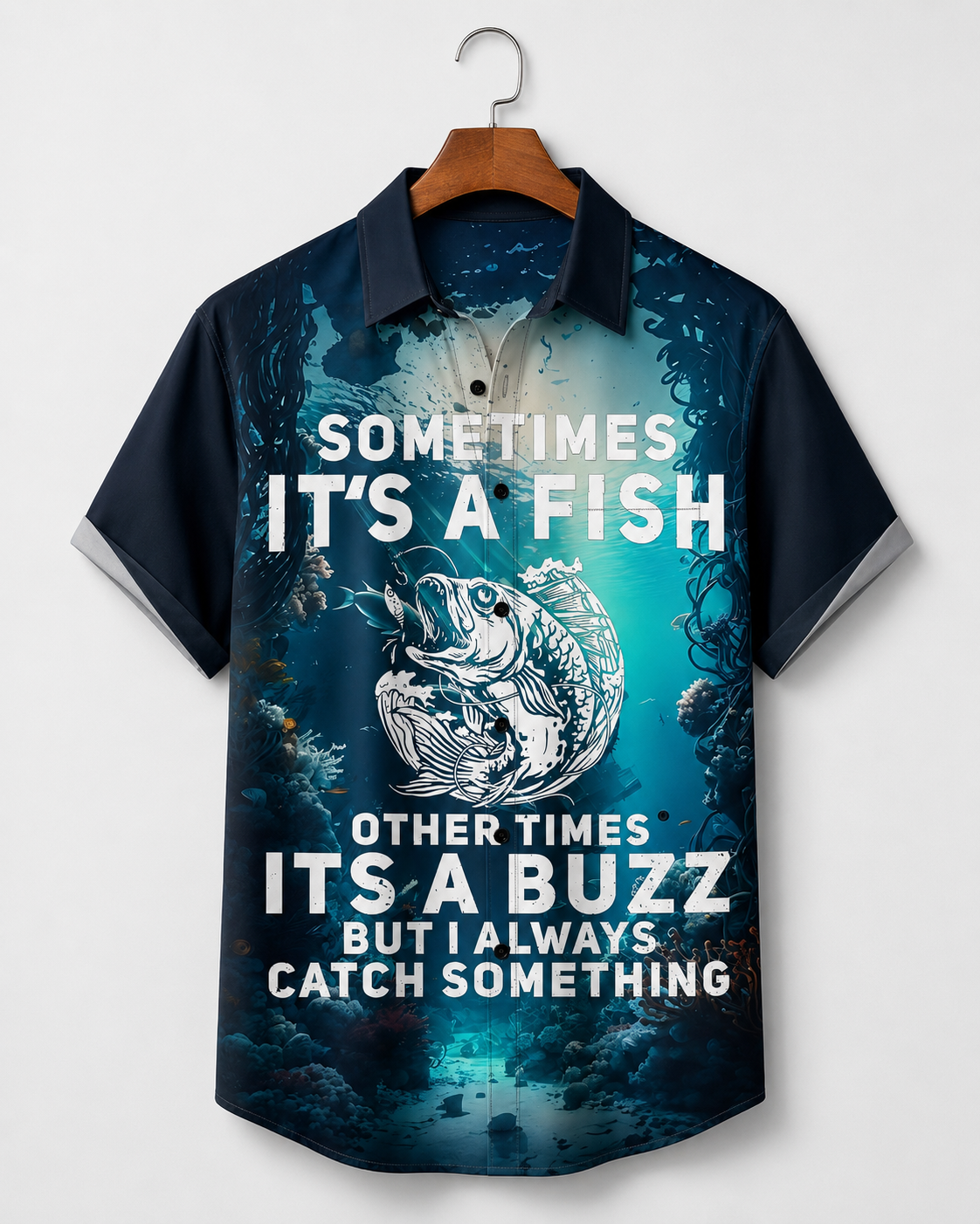 Men's Funny Fishing Quote Deep Ocean Hawaiian Shirt