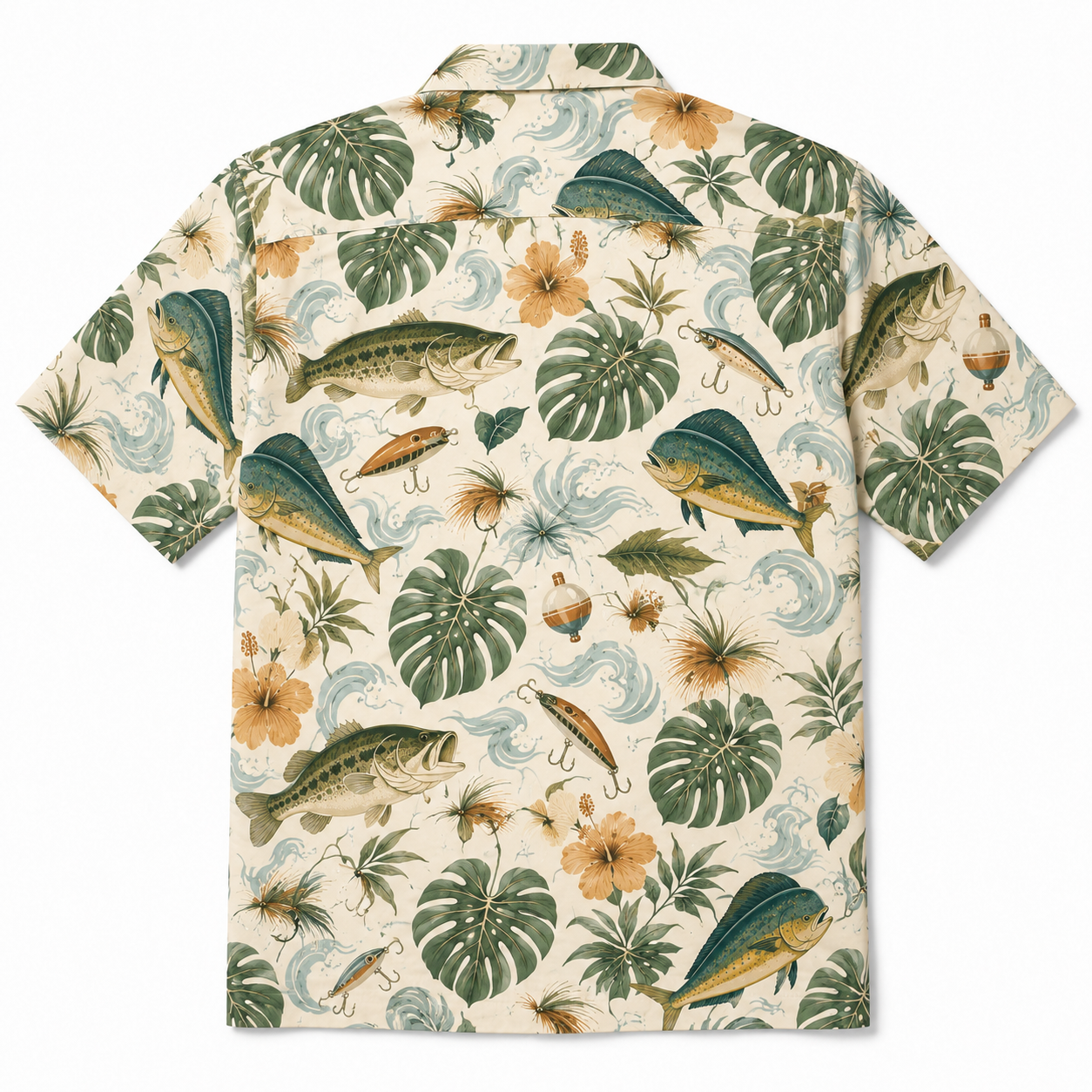 Largemouth Bass & Mahi Hawaiian Shirt – Vintage Fishing Camp Shirt for Men