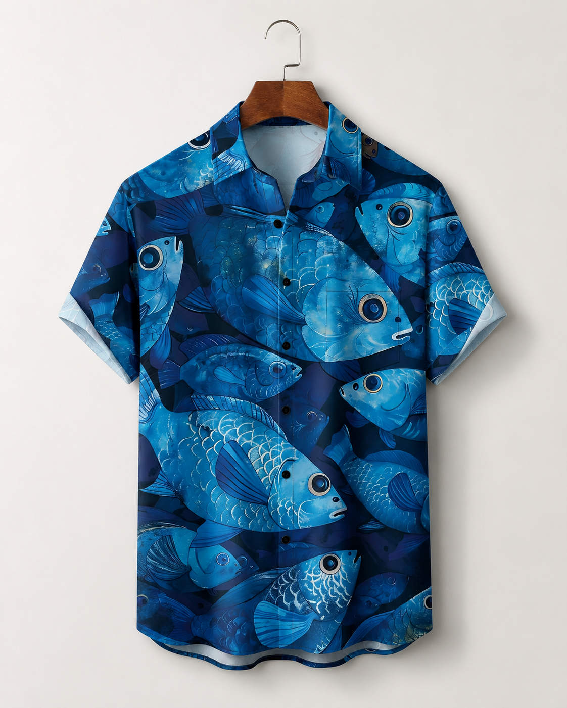 Men's Blue Ocean School of Fish Hawaiian Shirt