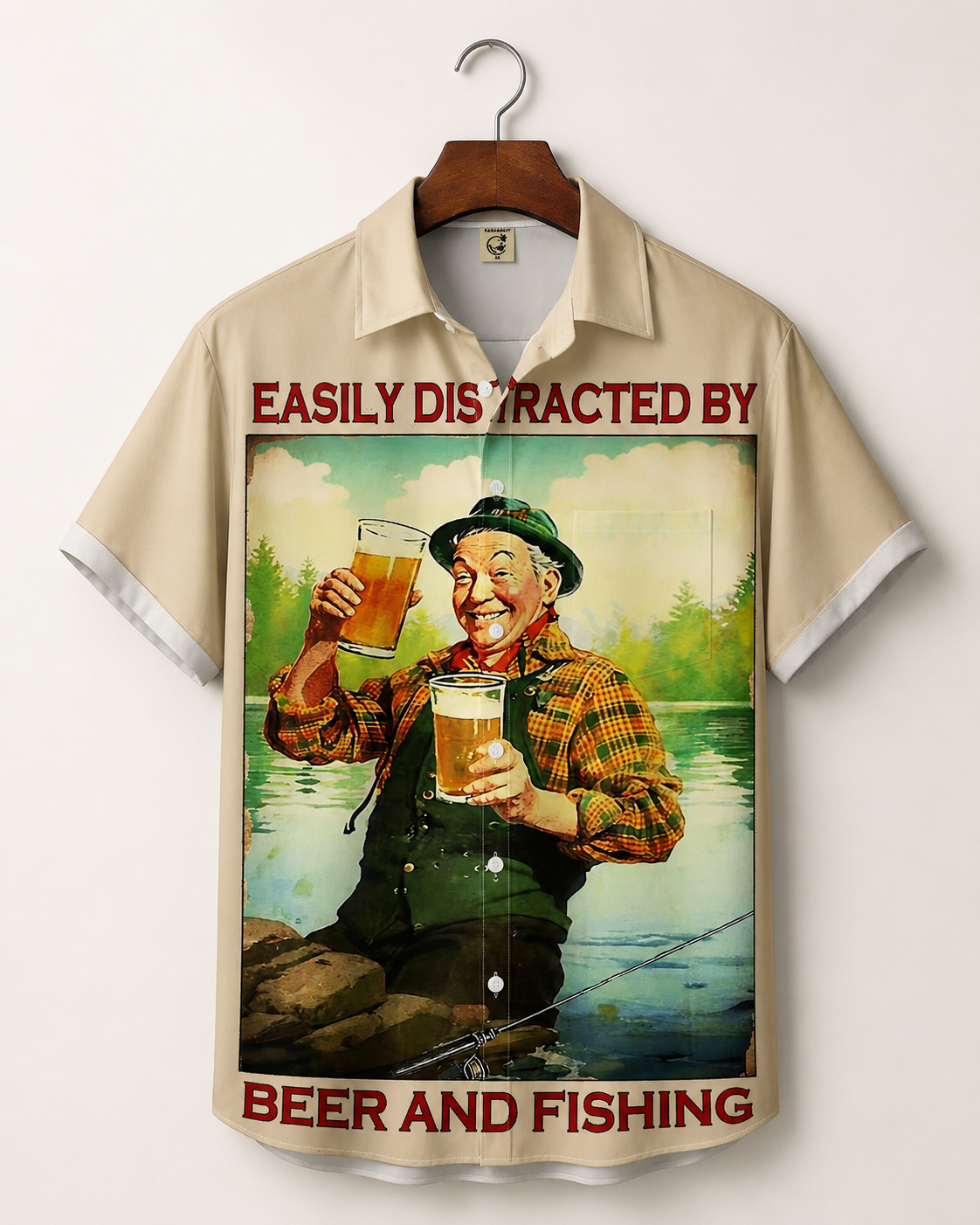 Men's Easily Distracted By Beer And Fishing Shirt