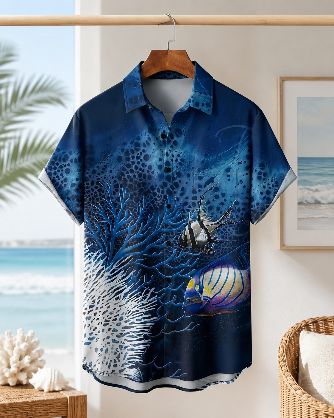 Men's Deep Sea Coral & Tropical Fish Hawaiian Shirt