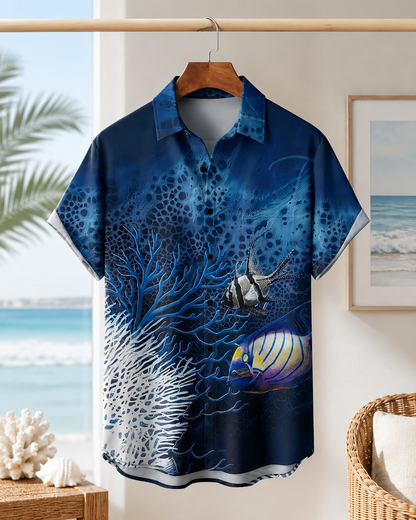 Men's Deep Sea Coral & Tropical Fish Hawaiian Shirt
