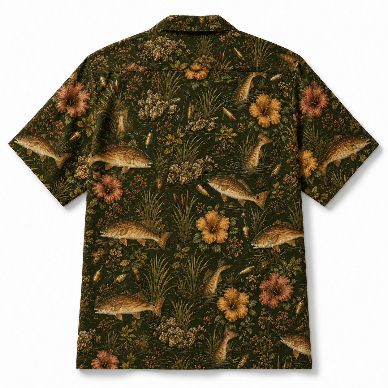Vintage Redfish Hawaiian Shirt – Inshore Saltwater Fishing Camp Shirt for Men