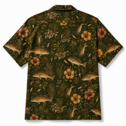 Vintage Redfish Hawaiian Shirt – Inshore Saltwater Fishing Camp Shirt for Men