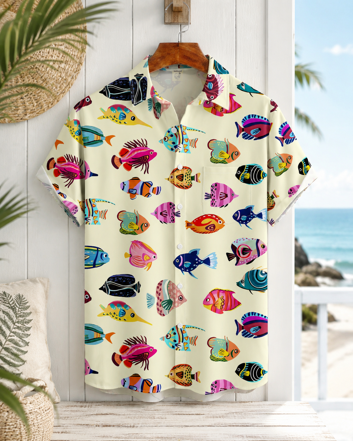 Men's Colorful Tropical Fish Hawaiian Shirt | Short Sleeve