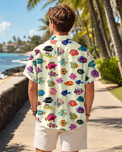 Men's Colorful Tropical Fish Hawaiian Shirt | Short Sleeve