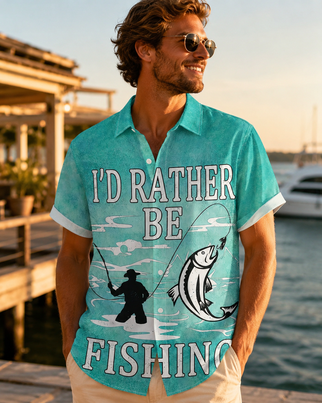 Men's I'd Rather Be Fishing Quote Hawaiian Shirt