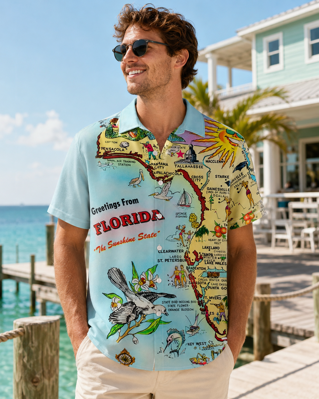 Men's Greetings From Florida Sunshine State Hawaiian Shirt
