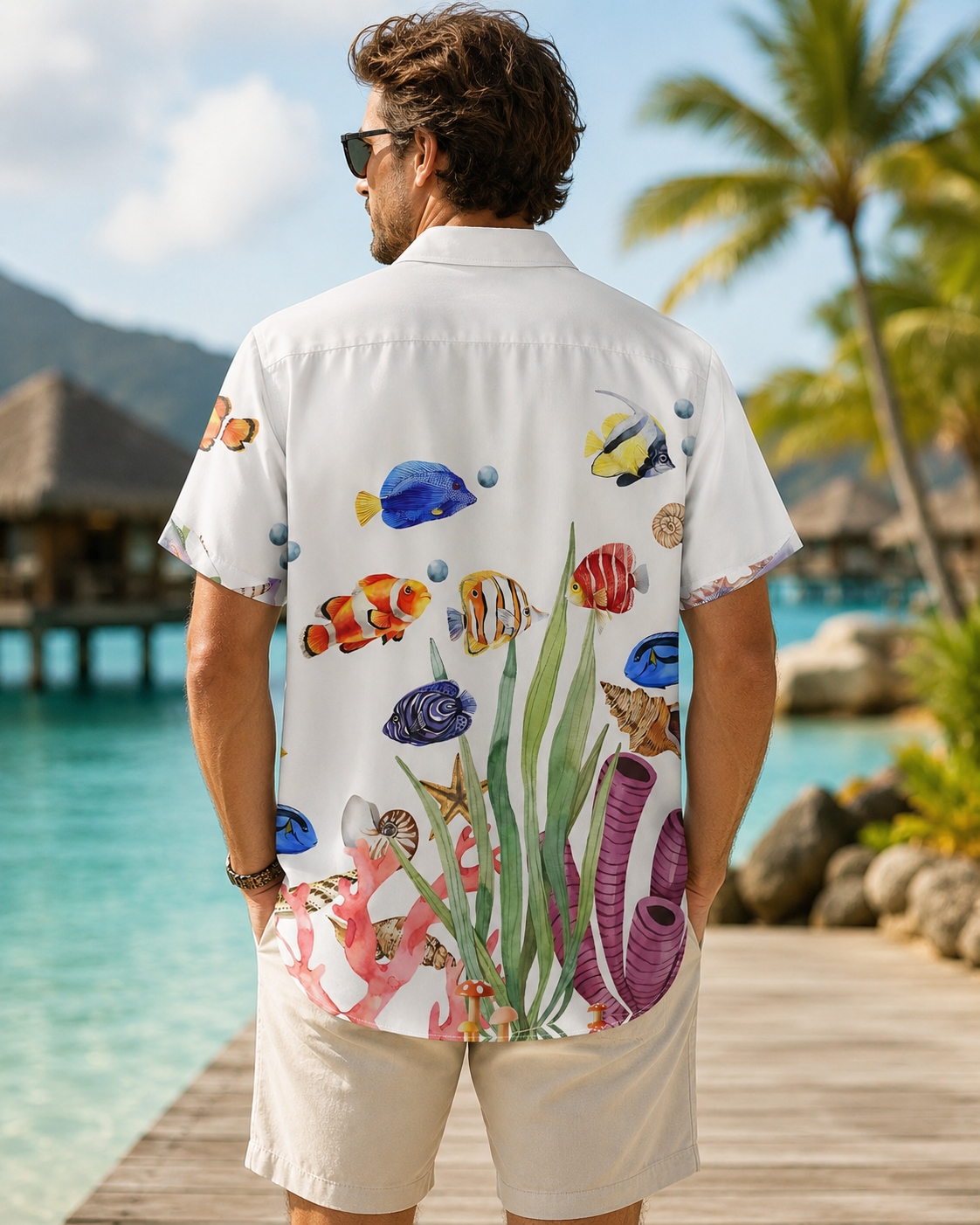 Men's Tropical Fish Aquarium Hawaiian Shirt | Short Sleeve