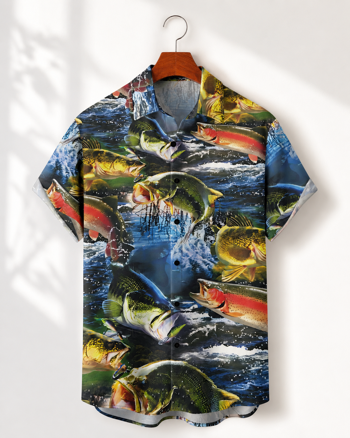 Bass & Trout All-Over Print Men's Fishing Hawaiian Shirt