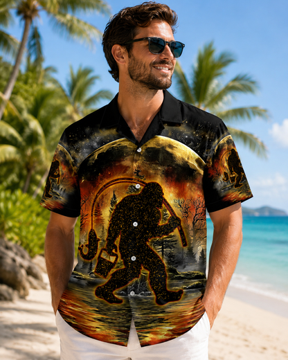 Men's Bigfoot UFO Psychedelic Fishing Shirt | Short Sleeve