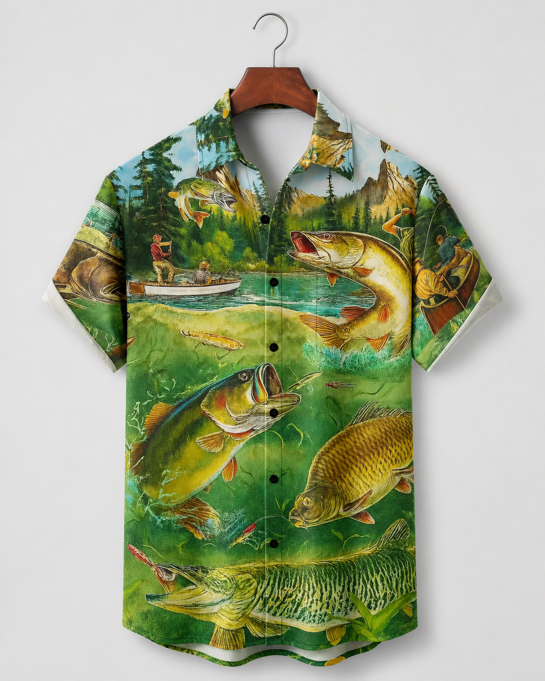 Men's Vintage Lake Fishing Hawaiian Shirt | Short Sleeve Shirt