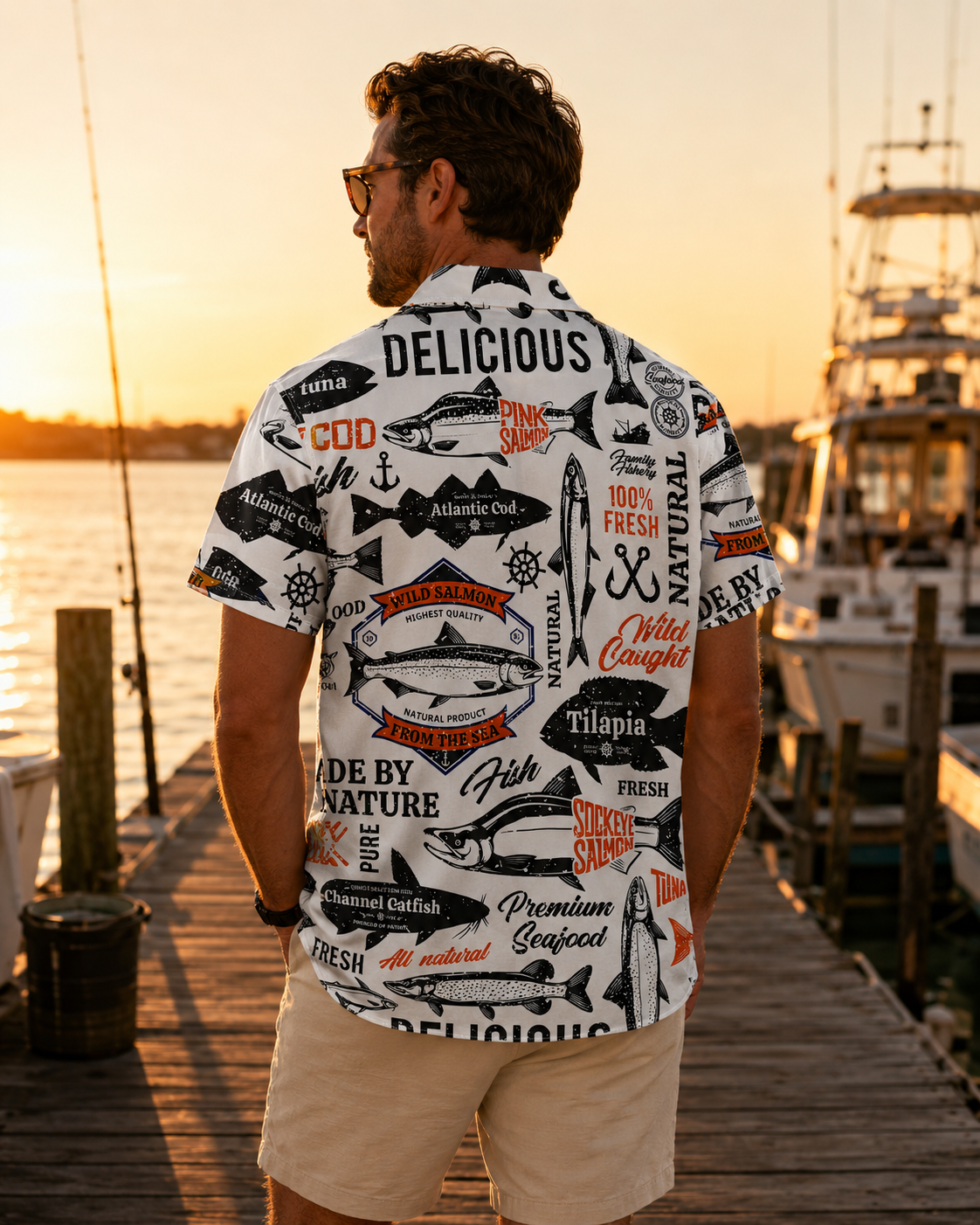 Men's Vintage Seafood Fishery Hawaiian Shirt | Short Sleeve