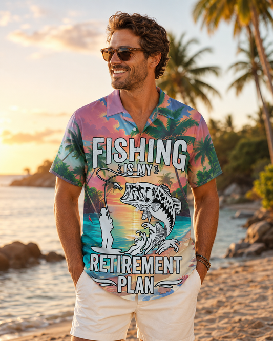Fishing Is My Retirement Plan Men's Hawaiian Shirt