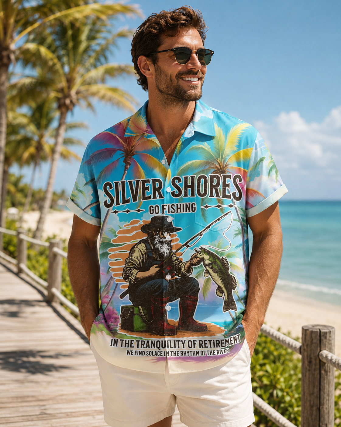 Silver Shores Go Fishing Retirement Men's Hawaiian Shirt