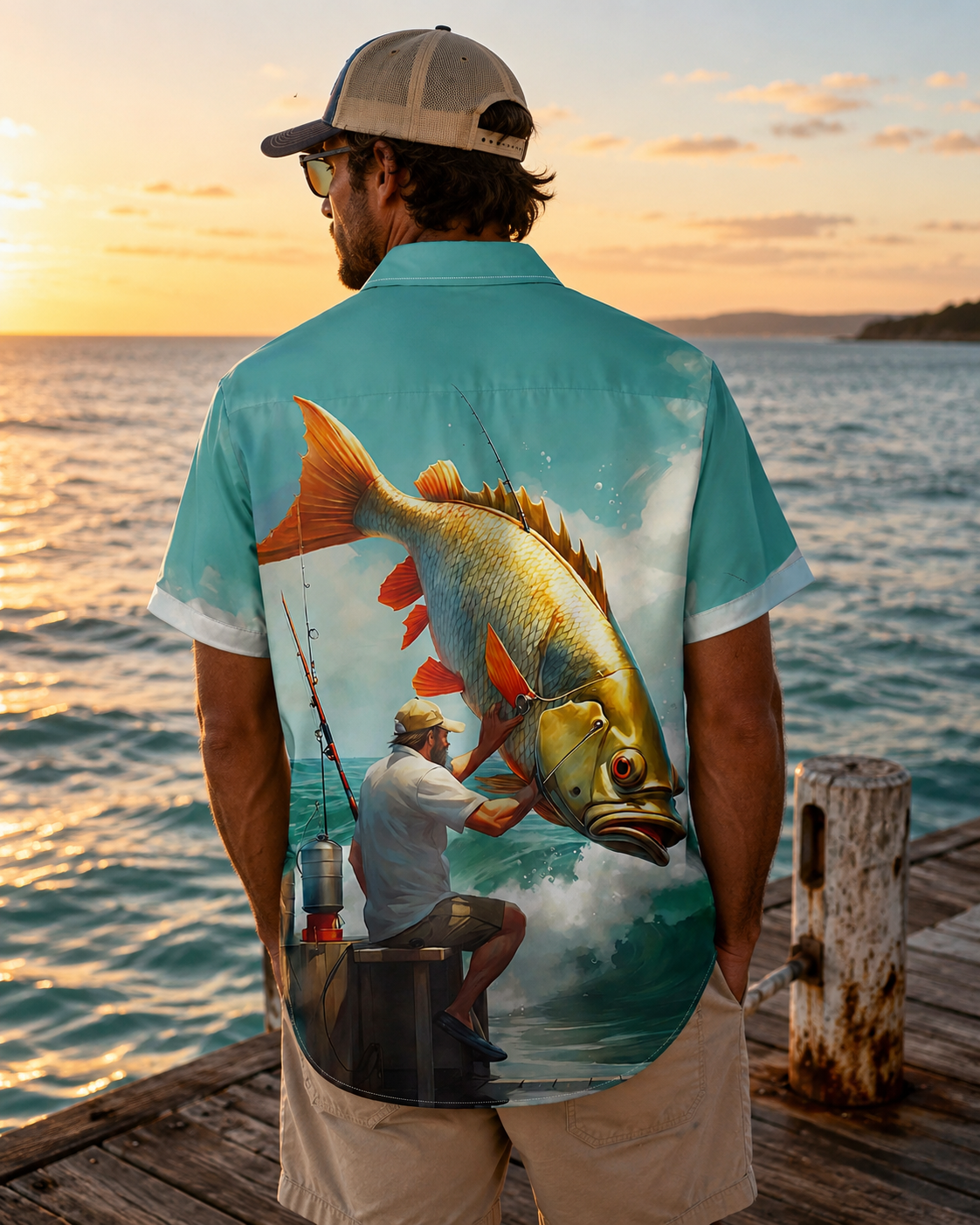 Giant Fish Catch Ocean Men's Fishing Hawaiian Shirt