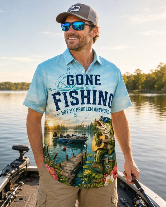 Gone Fishing Not My Problem Bass Men's Hawaiian Shirt