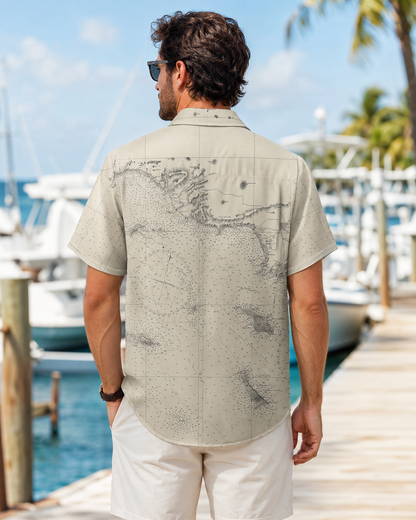 Men's Retro Pin Up Girls Marlin Tuna Map Hawaiian Shirt