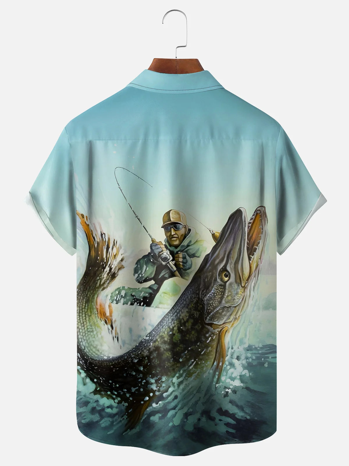 Giant Muskie Angler Man Catching Fish Camp Shirt
