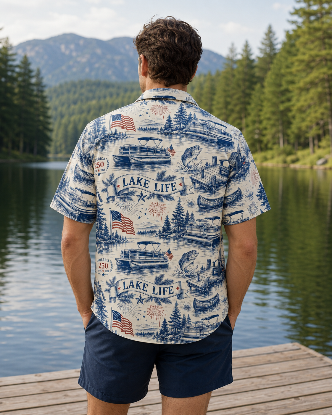 Men's Lake Life America 250 Patriotic Shirt | Short Sleeve