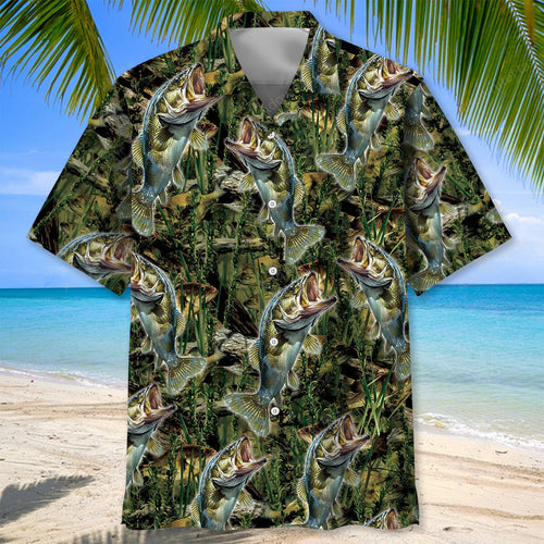 Walleye Fishing Camo Nature Hawaiian Shirt