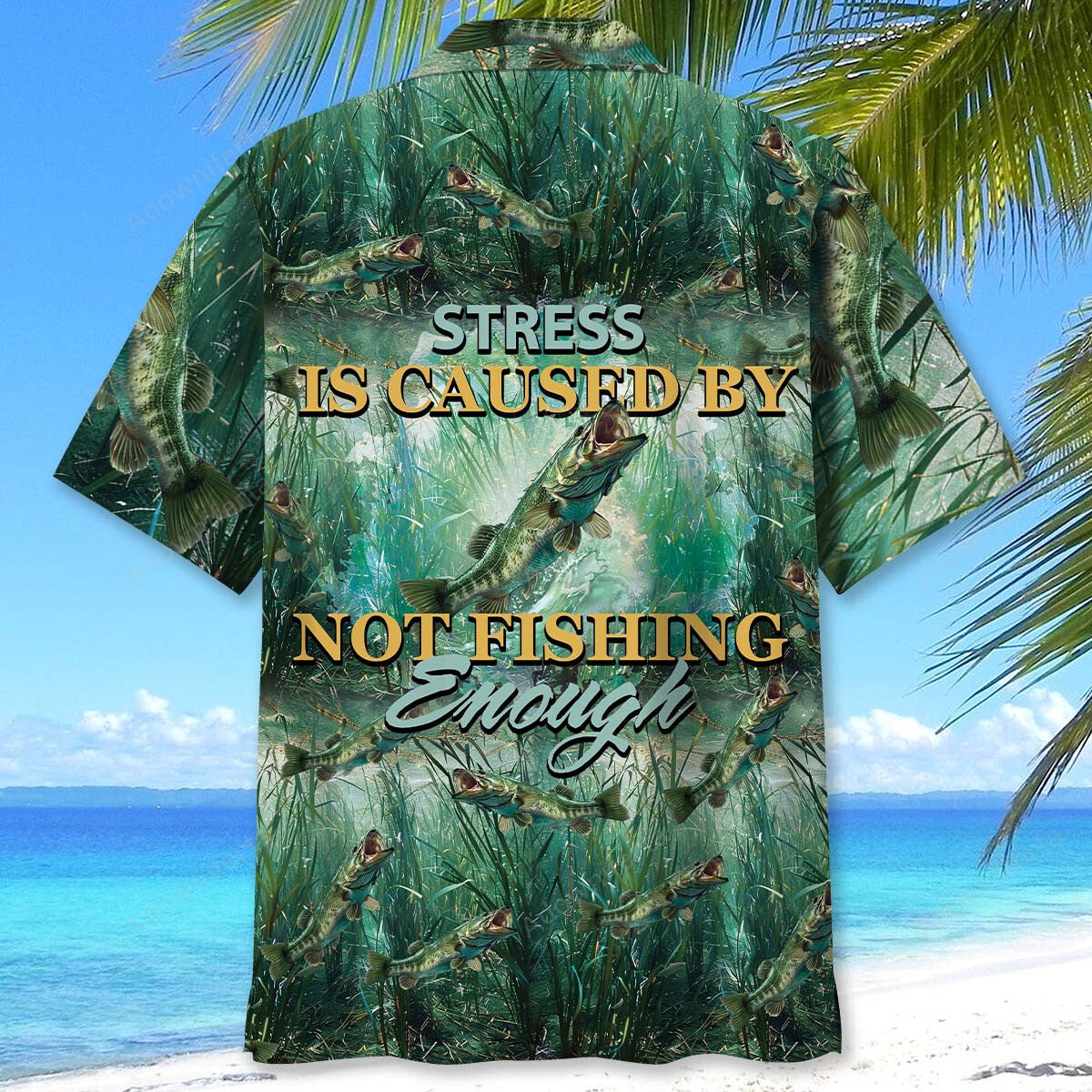Bass Fishing In Grass Green Hawaiian Shirt